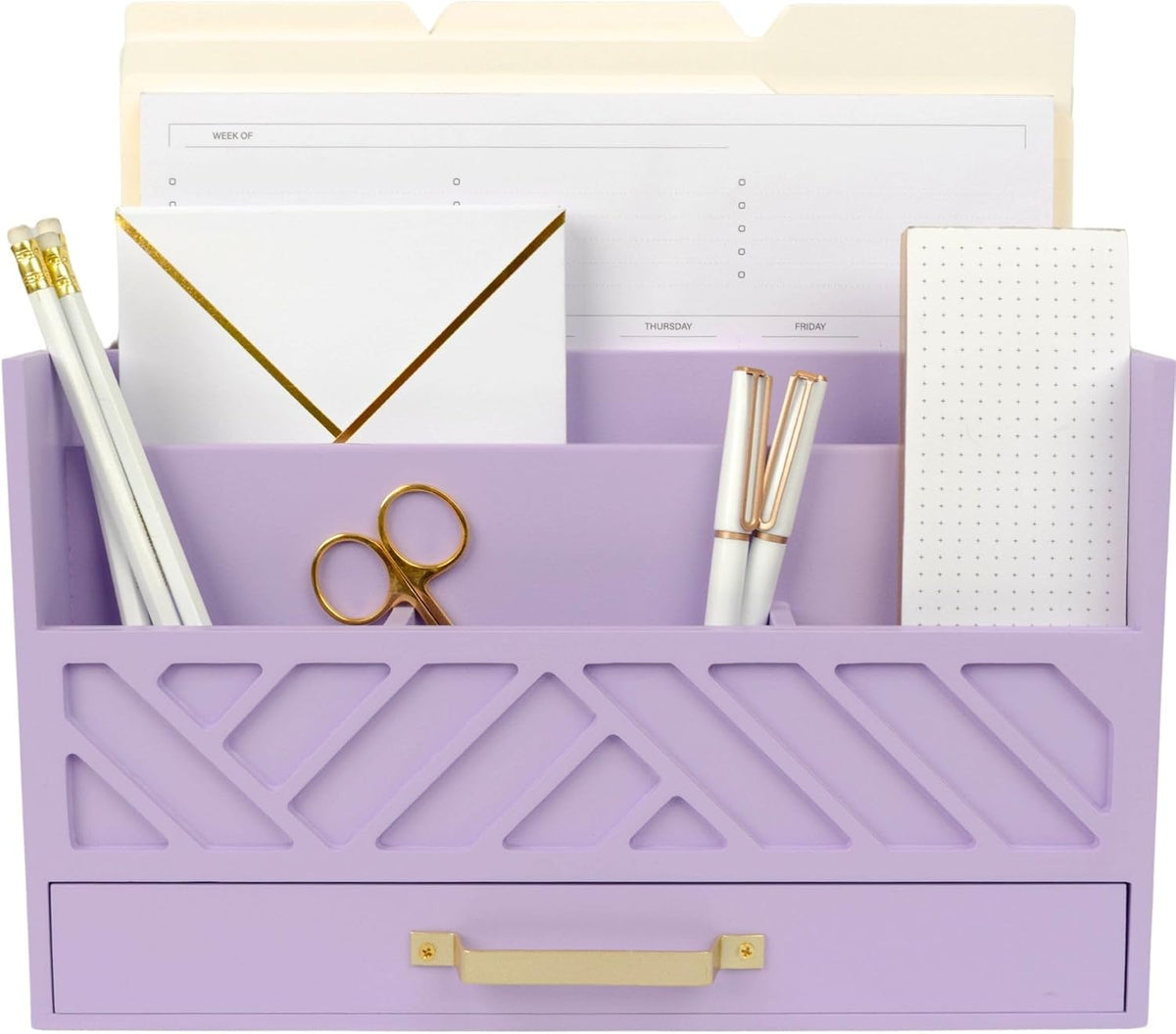 BLU MONACO Purple Mail Organizer Countertop | Wooden Desk Storage