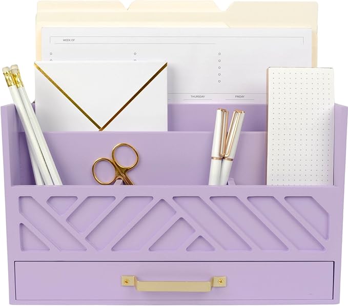 BLU MONACO Purple Mail Organizer Countertop | Wooden Desk Storage by Blu_Monaco