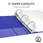 Samsill 3 Inch 3 Ring Binder, Made in USA, Economy Round Ring, 550 Sheet - Image 3