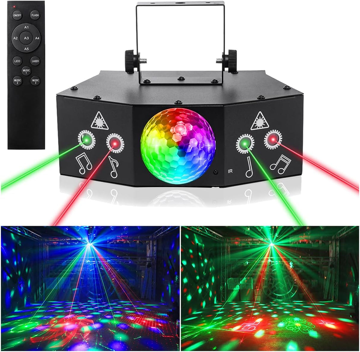 LAUCNPTY DJ Disco Ball Party Lights with DMX512 and Sound Activated, LED Stag...
