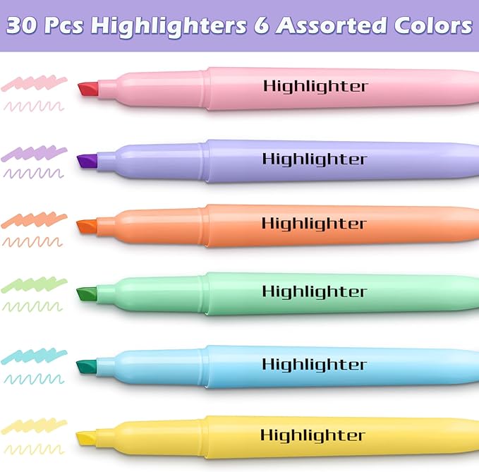 Duchong 30 Count Highlighters, Pastel Highlighters Assorted Colors Bulks - Image 2