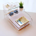 EXPUTRAN Stackable Clear Acrylic Paper Trays, Desk File Organizer, A4 Paper - Image 6