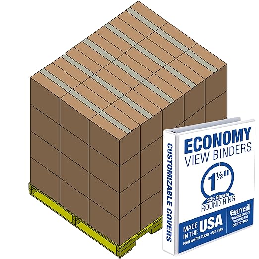 Samsill Economy 1.5 Inch 3 Ring Binder Bulk Pallet, Made in The USA, Round Ring by Samsill