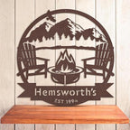 RealSteel Personalized Mountain Campfire Monogram Metal Sign – Custom Family - Image 2