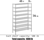 Regal Altair 18" Deep x 48" Wide x 74" Height Wire Shelving Kit | 8-Tier | NSF - Image 3