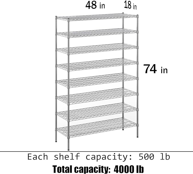 Regal Altair 18" Deep x 48" Wide x 74" Height Wire Shelving Kit | 8-Tier | NSF - Image 3