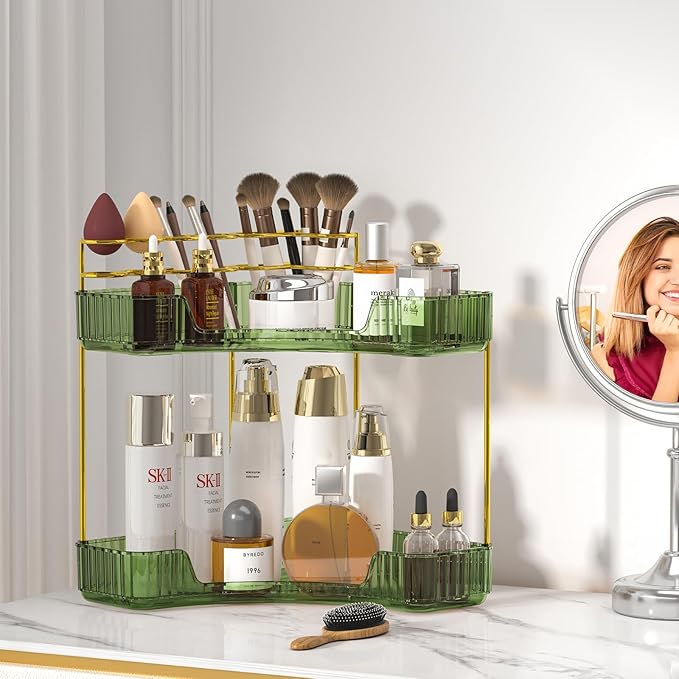 SUNZOS Bathroom Counter Organizer, Corner Vanity Cosmetic Storage - Image 5