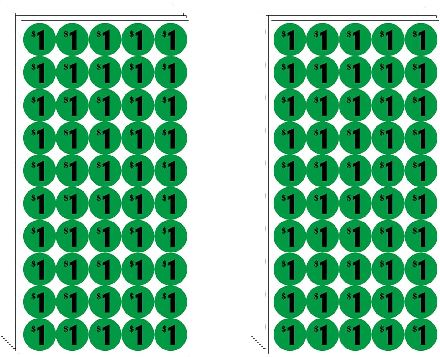 DUGUTUL 1000 pcs $1 Color-Coded Price Stickers for Garage Sale and Flea Market, 3/4" Diameter - Bold Fonts, Clear Visibility, High Visibility, Easy Organization