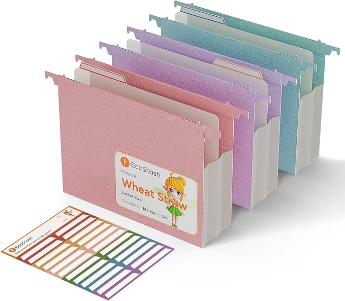 Extra Capacity Hanging File Folders, 3.15" Reinforced Wheat Straw Expanding by EcoStash