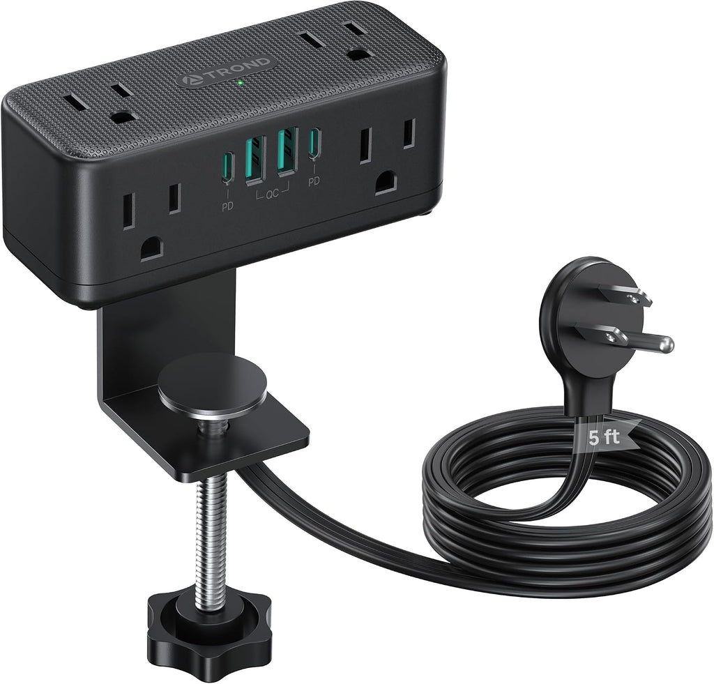 trond compact desk clamp power strip 5 ft, main product view