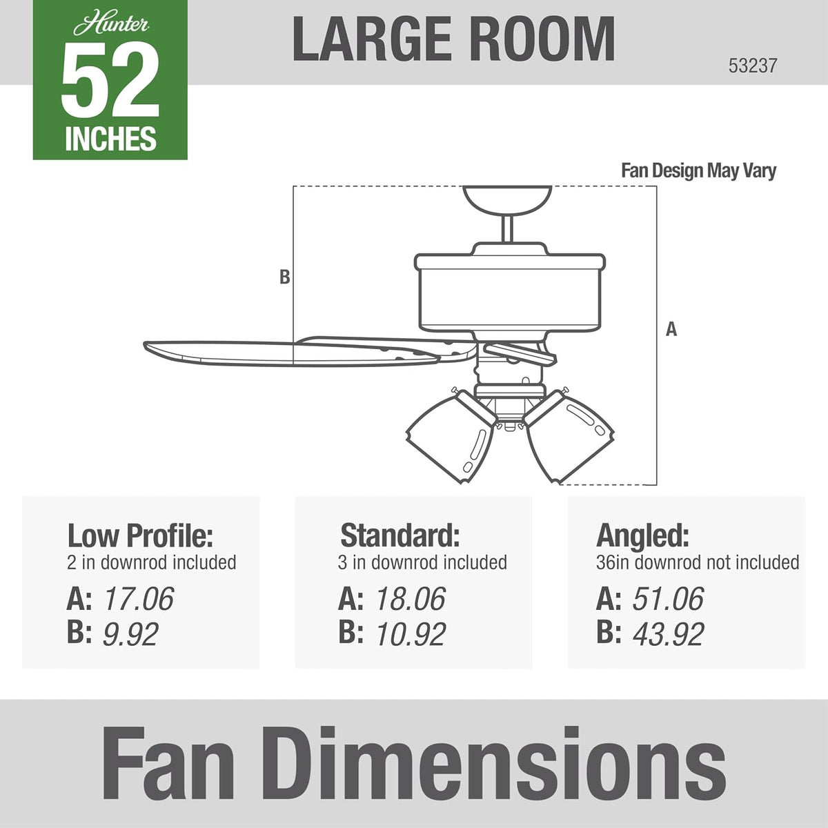 hunter builder plus, indoor, ceiling fan, 5 blades, package contents
