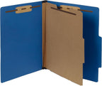 Blue Summit Supplies 10 Dark Blue Classification Folders, 1 Divider, Letter | Heavy duty 25pt dark blue pressboard, 1 divider, 2 in expansion, 2 prong, medical files and office reports
