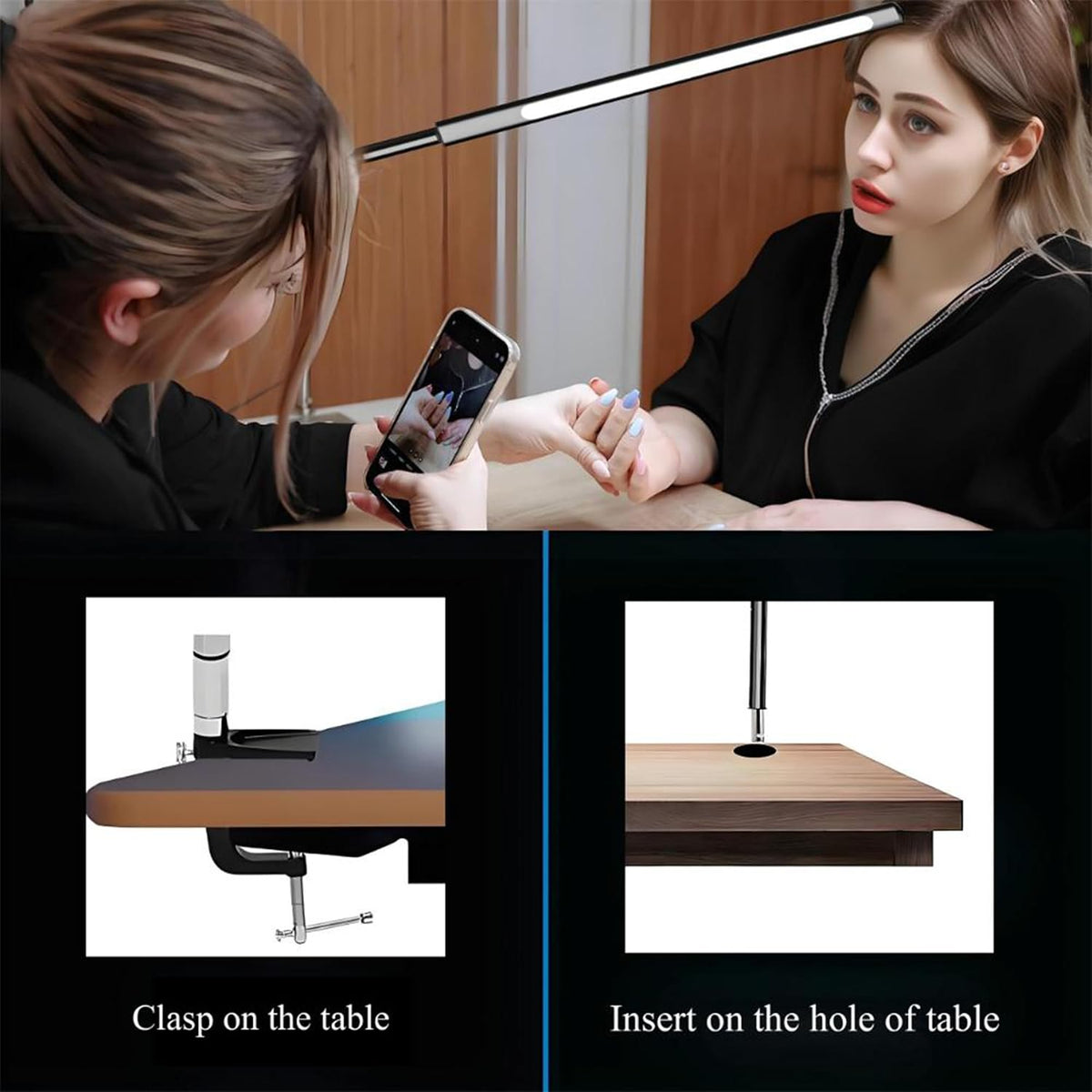 Aluminum LED Desk Lamp with Super Long Arm, Adjustable Nails Light for Desk, ...