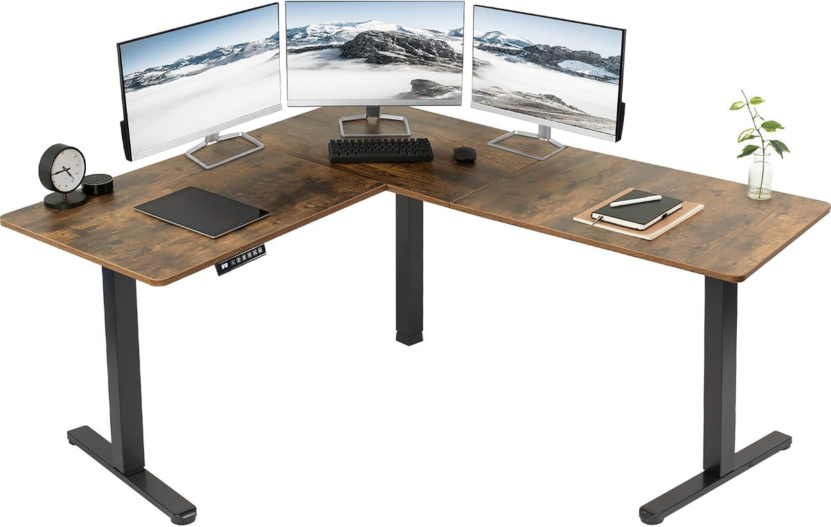 VIVO Electric Corner 63 x 55 inch L-Shaped Standing Desk, Memory Height