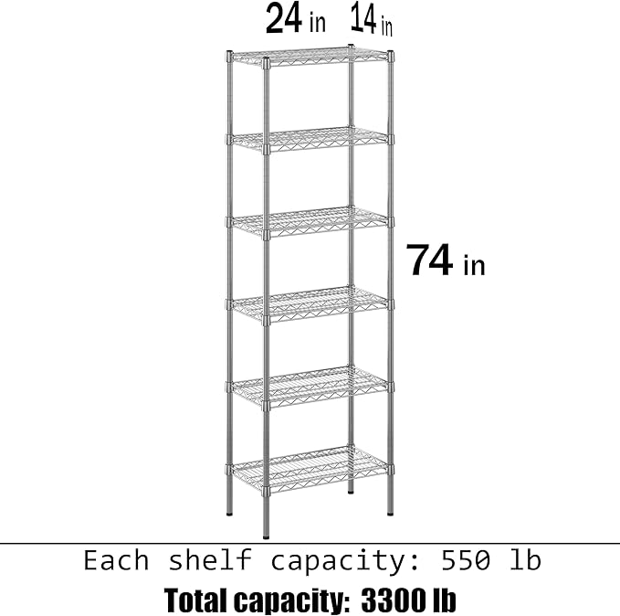 Regal Altair 14" Deep x 24" Wide x 74" Height Wire Shelving Kit | 6-Tier | NSF - Image 3