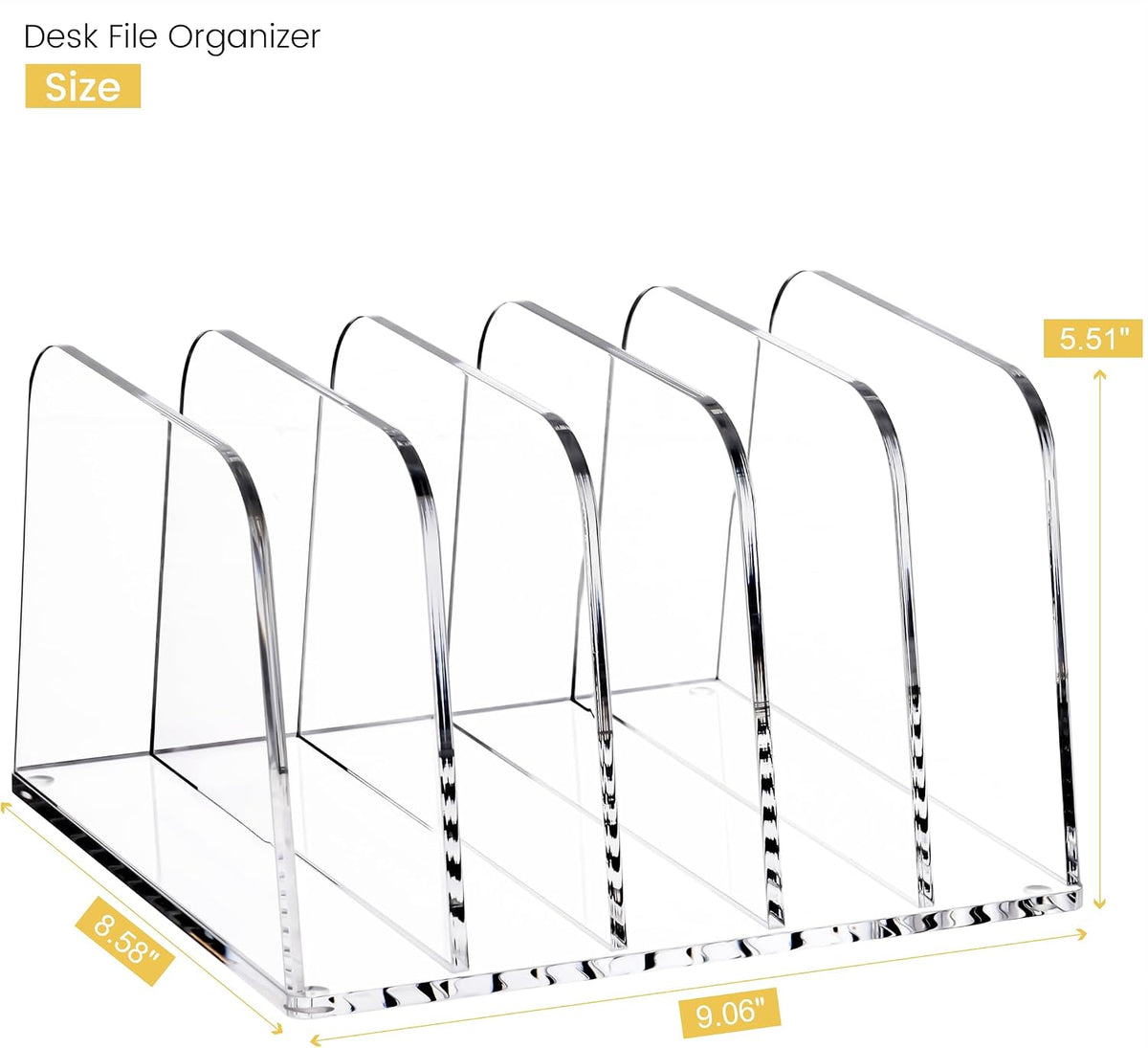 YUXUN Desk File Organizer,5-Section Vertical Clear Acrylic Desk Organizer Fil...