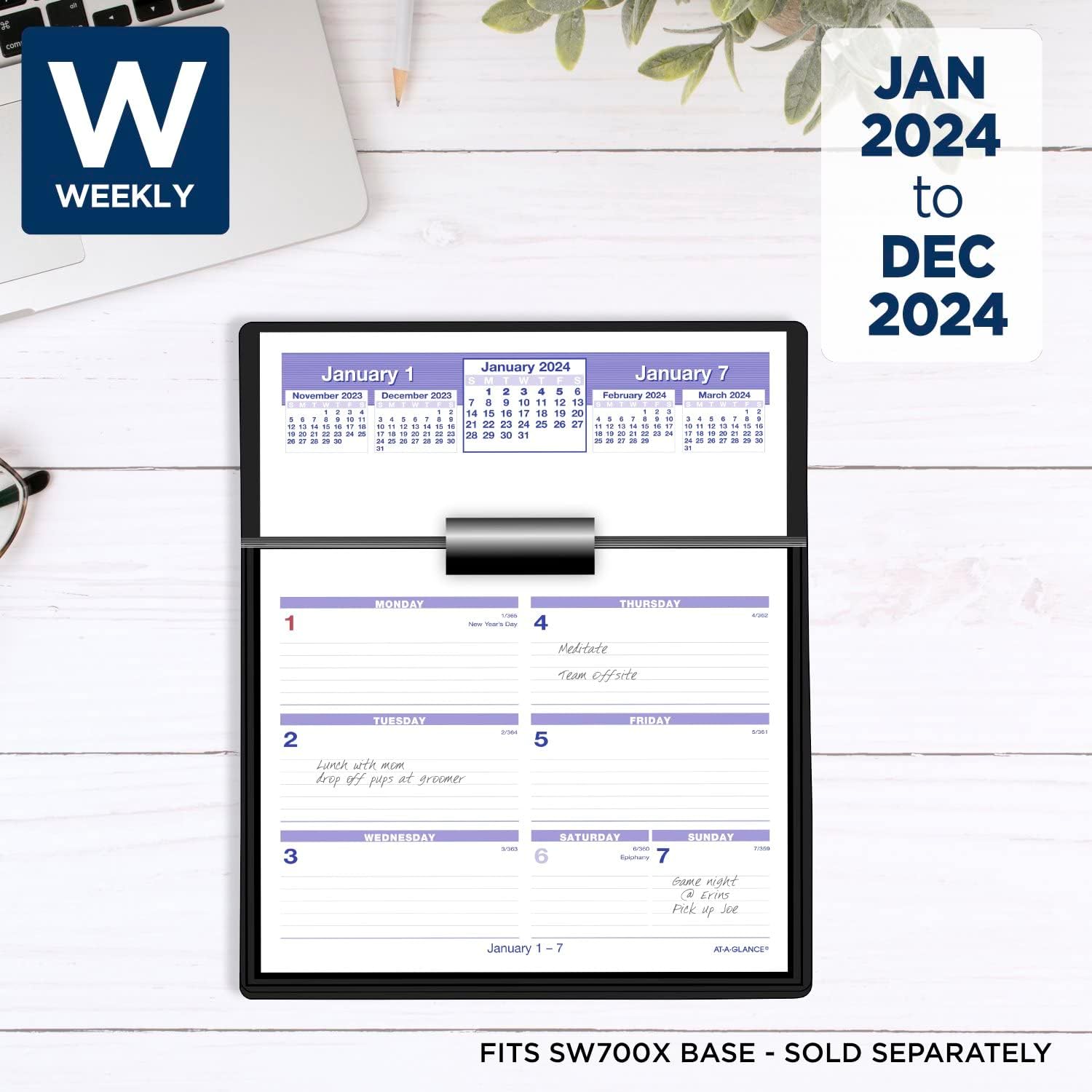 AT-A-GLANCE 2024 Flip-A-Week Weekly Desk Calendar Refill, 7in X 5 5/8in (SW705X5024)