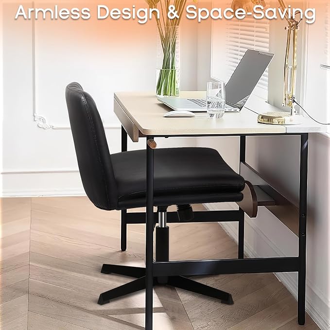 PUKAMI Criss Cross Legged Office Chair, Armless Office Desk Chair No Wheels - Image 6