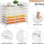 Marbrasse Desktop Literature Organizer, 12 Compartments Mesh Paper Organizer - Image 4