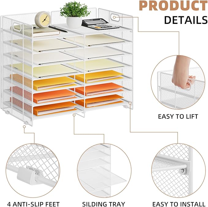 Marbrasse Desktop Literature Organizer, 12 Compartments Mesh Paper Organizer - Image 4
