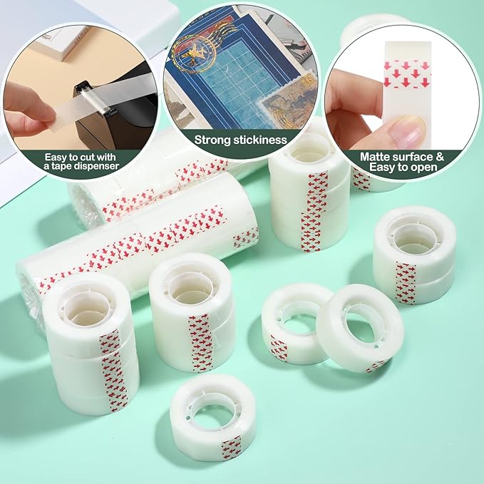 Yahenda Invisible Tapes, 96 Rolls 0.75x1000 Inches Clear Matte Finish Tape - Image 3