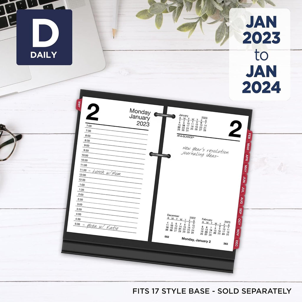 AT-A-GLANCE 2023 Daily Desk Calendar Refill, 3-1/2" x 6", Loose Leaf, Monthly Tabs (E717T50)