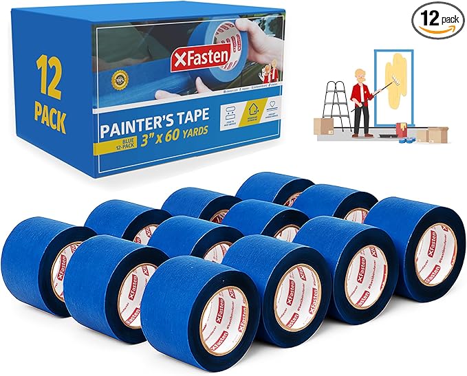 XFasten Blue Painters Tape Bulk 3-Inch x 60-Yards Wall Safe Painters Tape 3 by XFasten