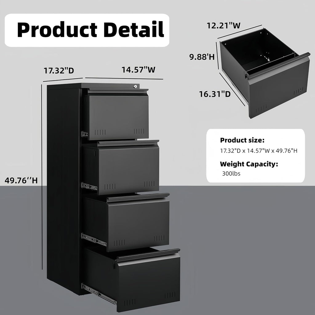 approgreent vertical 4 drawer file cabient with lock shown in use