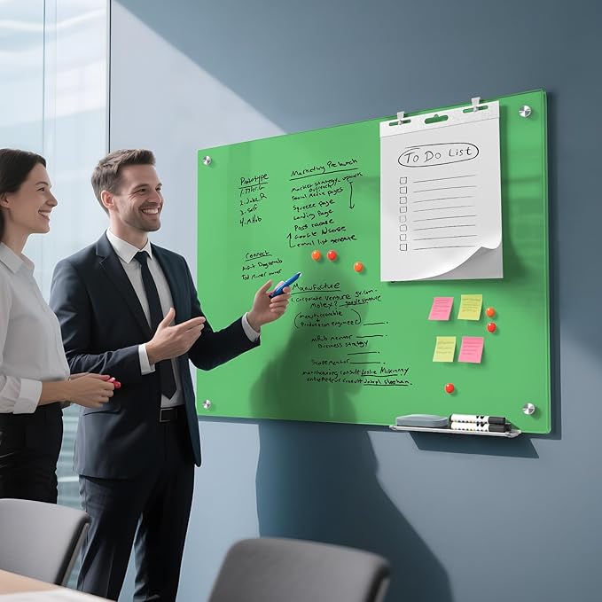 MaxGear Glass Whiteboard, Tempered Magnetic Dry Erase Board Green, Frameless - Image 4