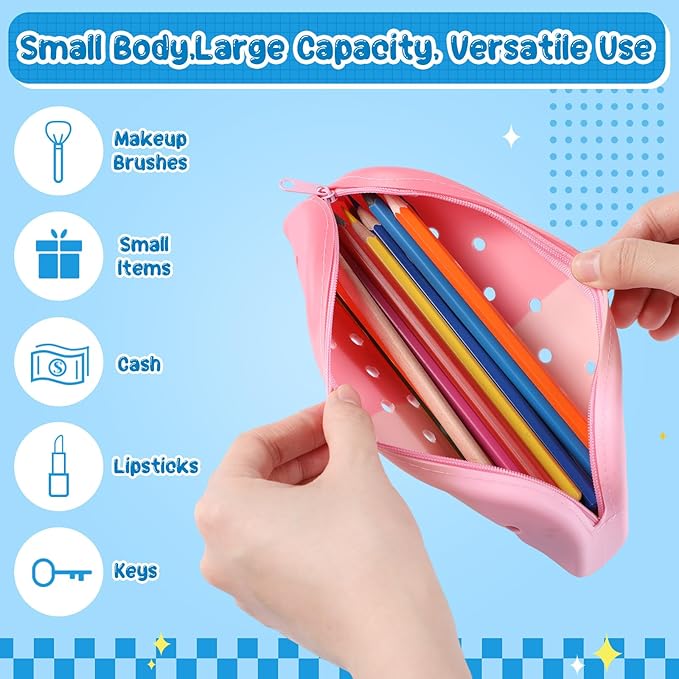 Bulyoou 12 Pcs Small Silicone Pencil Pouch Bulk Colorful Silicone Waterproof - Image 4