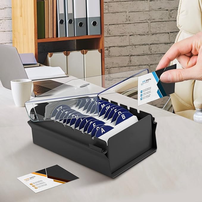 Acrimet Index Business Card Size File Holder Organizer Box Metal Base Heavy Duty - Image 4