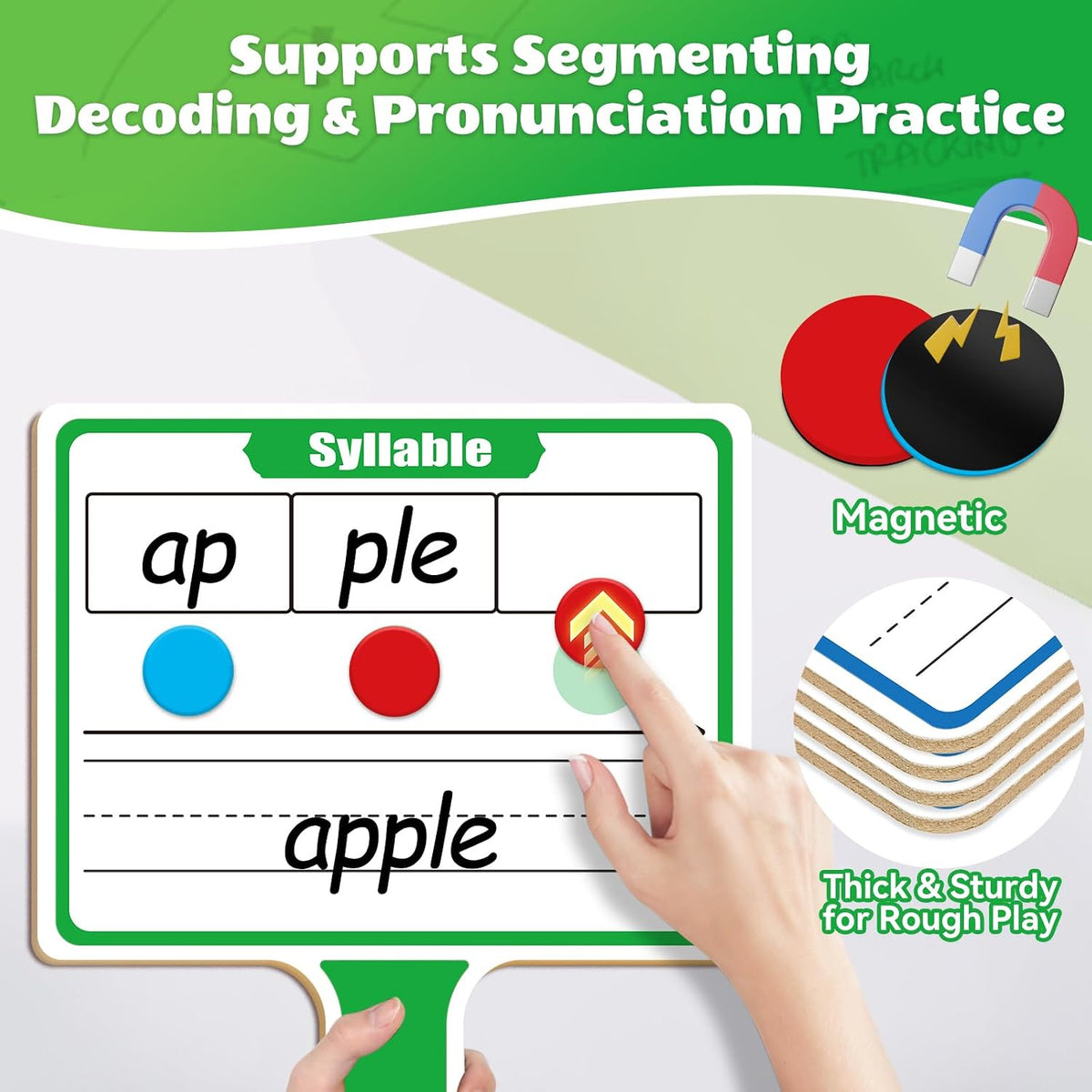Elkonin Box Magnetic Small Dry Erase Board Phonics Manipulatives