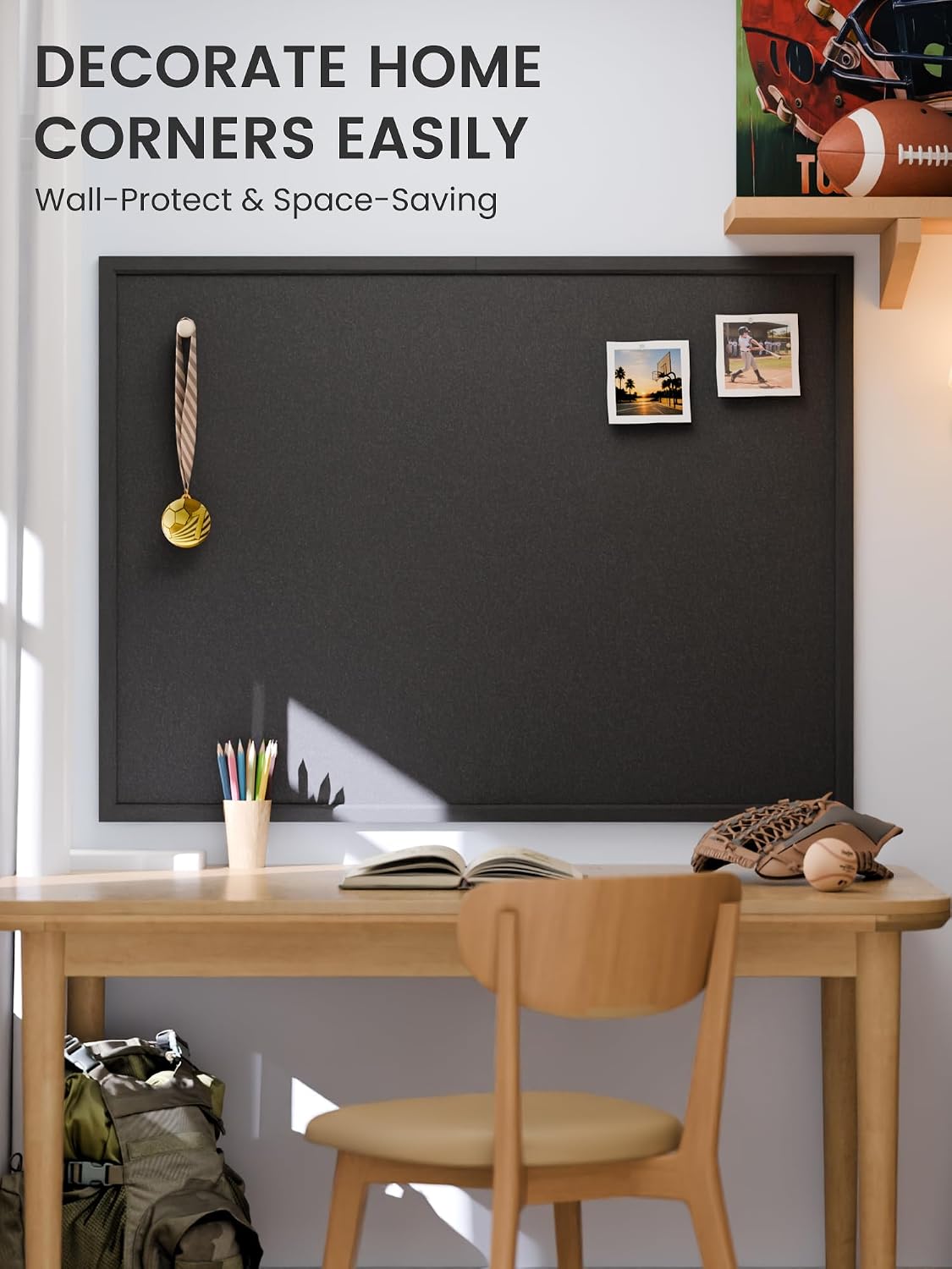 Fluxynara Framed Felt Bulletin Board, 47.2" x 35.4", Black
