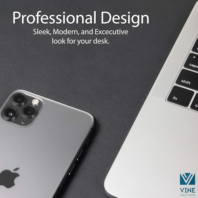 Leather Desk Pad 36" x 20", Vine Creations Office Desk Mat Waterproof Black - Image 3