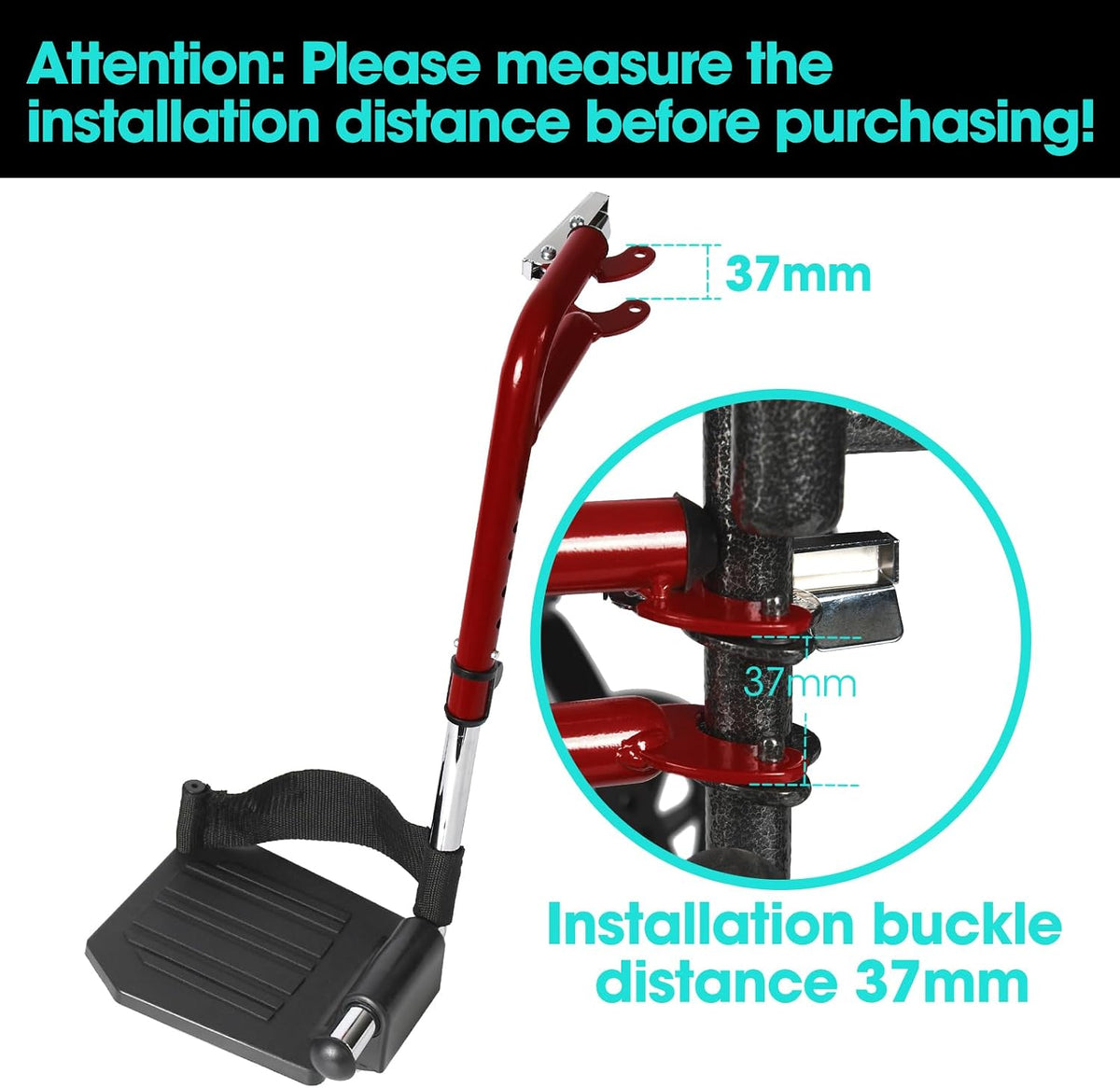 Wheelchair Footrest Replacement - Adjustable Composite Footboard & Heel L...