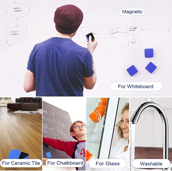 BingBing Dry Erase Erasers, 48 Pack Magnetic Whiteboard Eraser Chalkboard - Image 7