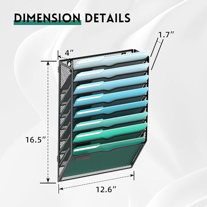 SUPEASY 8-Tier Wall File Organizer, Hanging Wall Files - Image 2