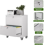 METAN Upgrade 2 Drawers Lateral File Cabinet on Wheels, Steel Office Filing - Image 4