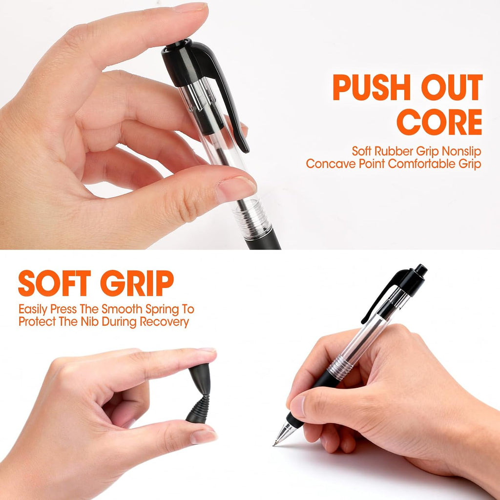 200 Pack Ballpoint Pens Bulk, Retractable Black Pens Ballpoint Medium Point 1mm with Super Soft Grip, No Bleed Ink Pens Smooth Writing, School, Office, Teacher Supplies, Best Gifts for Coworkers