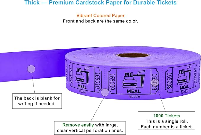 Tacticai 1000 Raffle Tickets, Single Roll, Ticket - Image 2