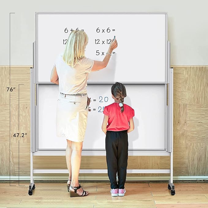 maxtek Dry Erase Whiteboard Height Adjustable, Easel Stand Rolling White Board - Image 4