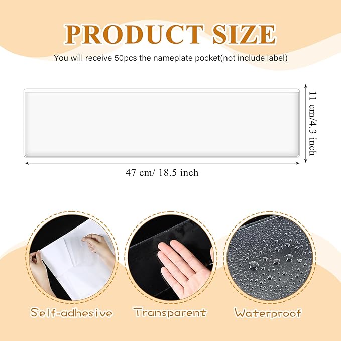 Jeyiour 50 Pcs Label Holders Adhesive Nameplate Pockets Storage Bin Labels - Image 2