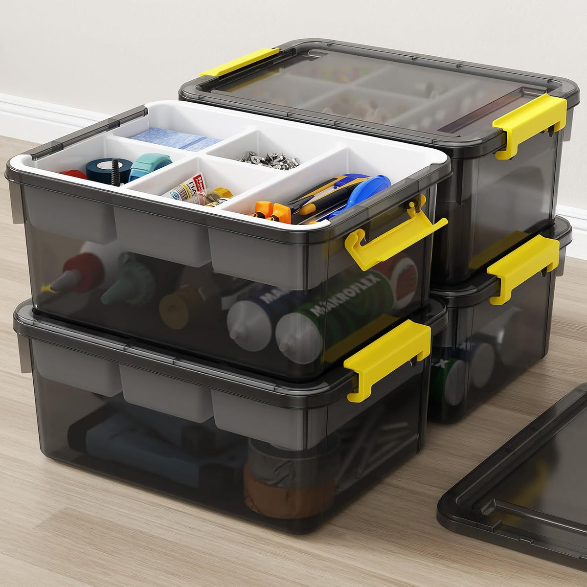 80qt stackable storage bins with lids trays craft, main product view