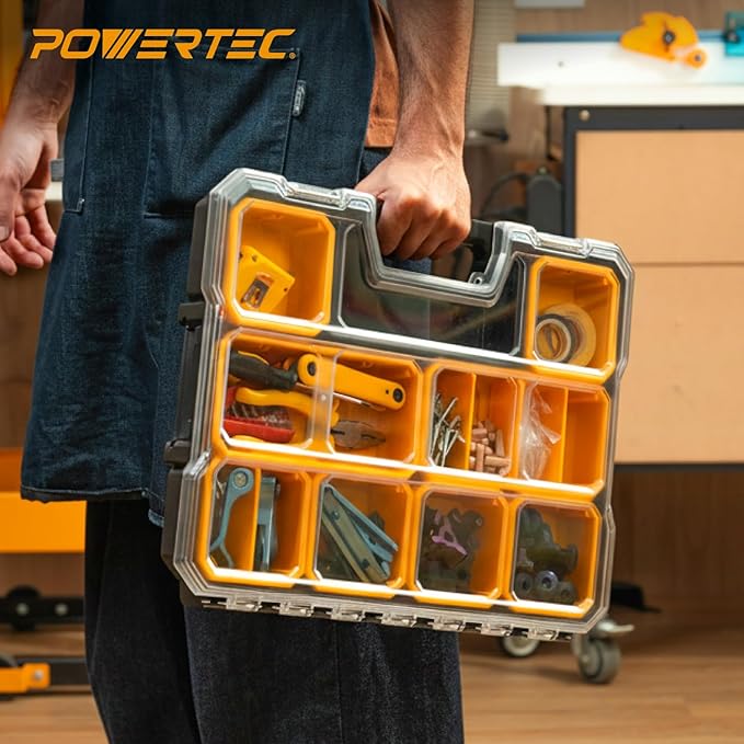 POWERTEC Small Parts Organizer & Tool Box – 20 Compartments, IP65 Water & Dust - Image 8