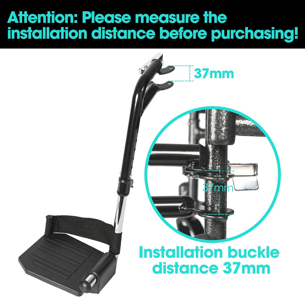 Universal Wheelchair Footrest Replacement - Adjustable Composite Footboard &a...