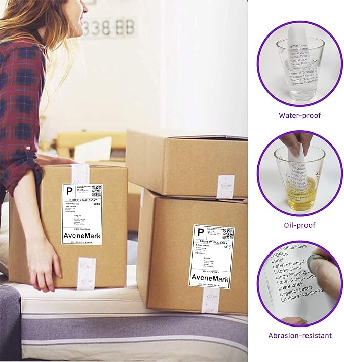 AveneMark 8 Stacks 4000 Labels 4" x 6" Fanfold Direct Thermal Labels, Postage - Image 4