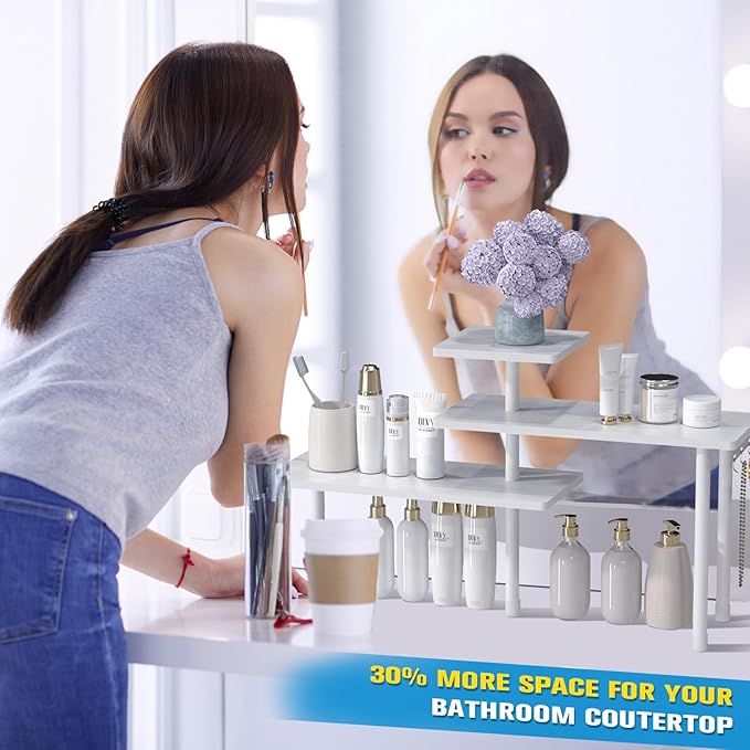 JayRex Bathroom Organizer Countertop Corner Shelf, 3 Tier Moveable Organizer - Image 3