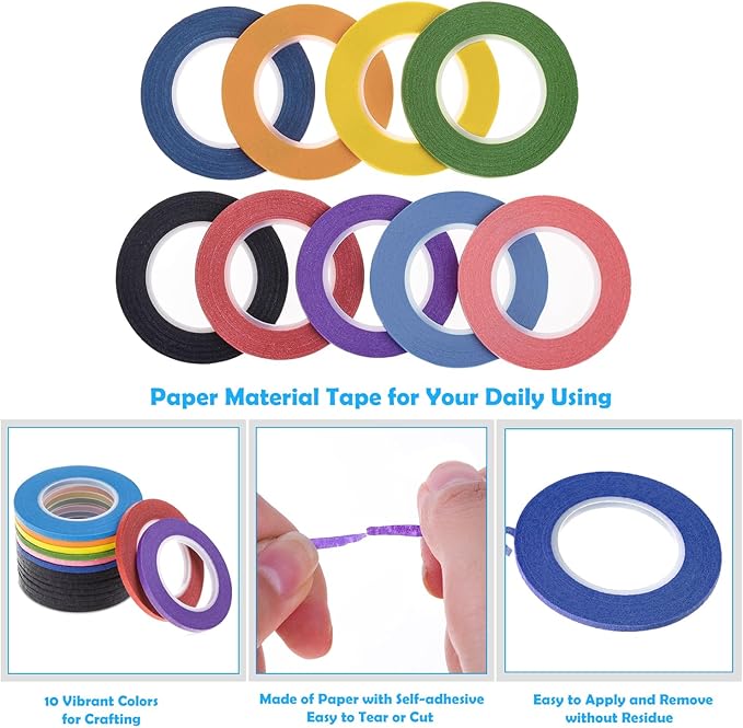 cridoz 15 Rolls Thin 1/8 Inch Whiteboard Tape, Low-Tack Paper Pinstripe Art - Image 4