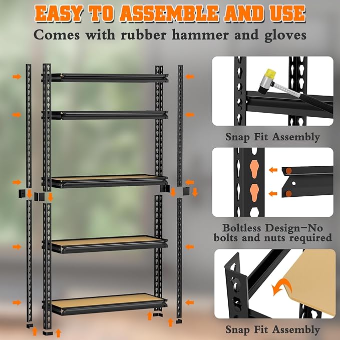 LEVELEVE 5-Tier Storage Shelving Unit, 2020 lbs Capacity, Heavy Duty Adjustable - Image 8
