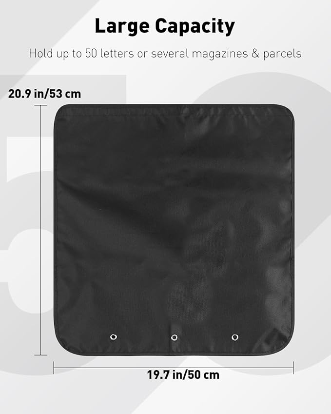 Uniclife Black Door Mail Slot Catcher Oxford Fabric Large Capacity Letter & - Image 2